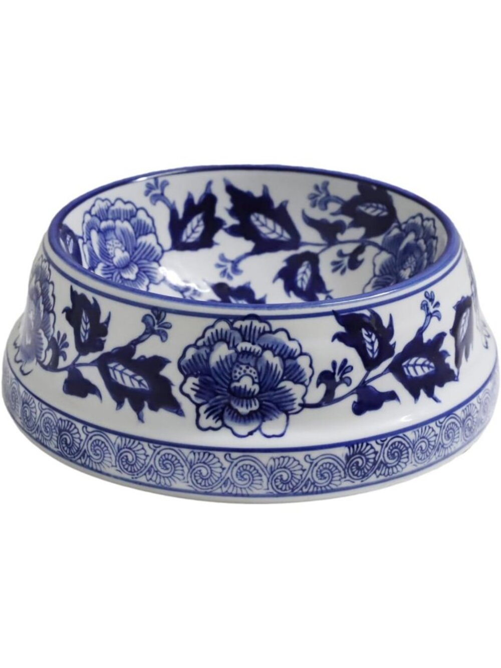 Vintage Blue and White Chinoiserie Cat & Dog Food Bowls, Dishwasher Safe, 25oz